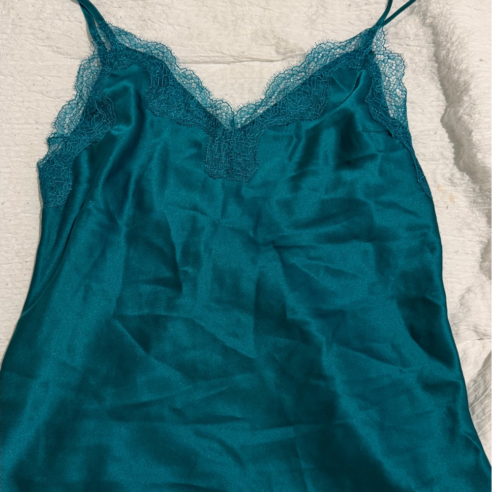 Victoria's Secret Teal Satin Camisole with Lace